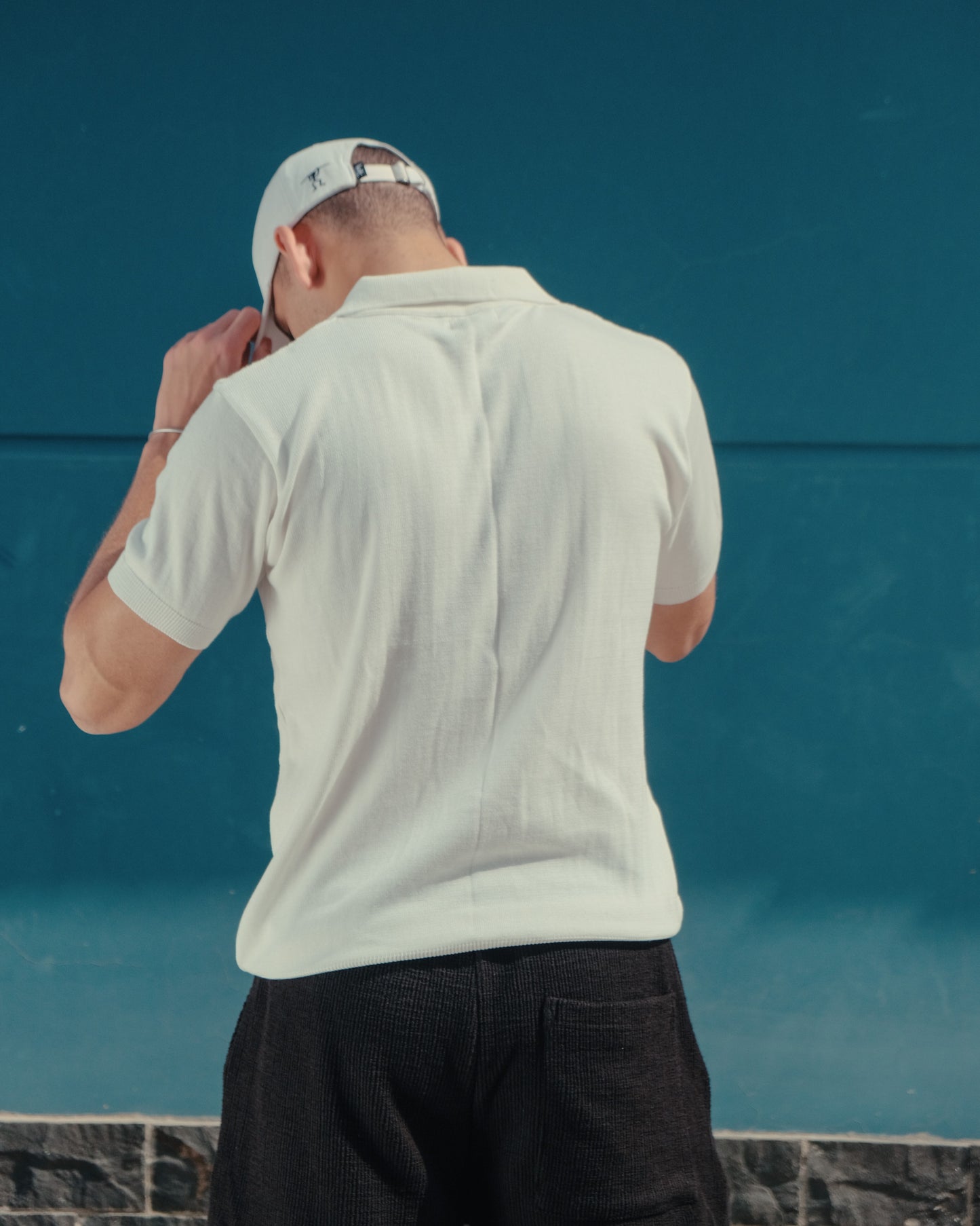 White Textured Polo