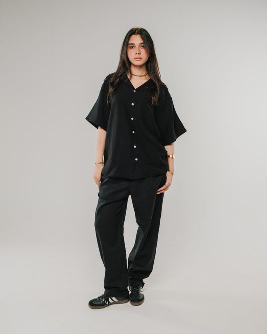 Black linen shirt