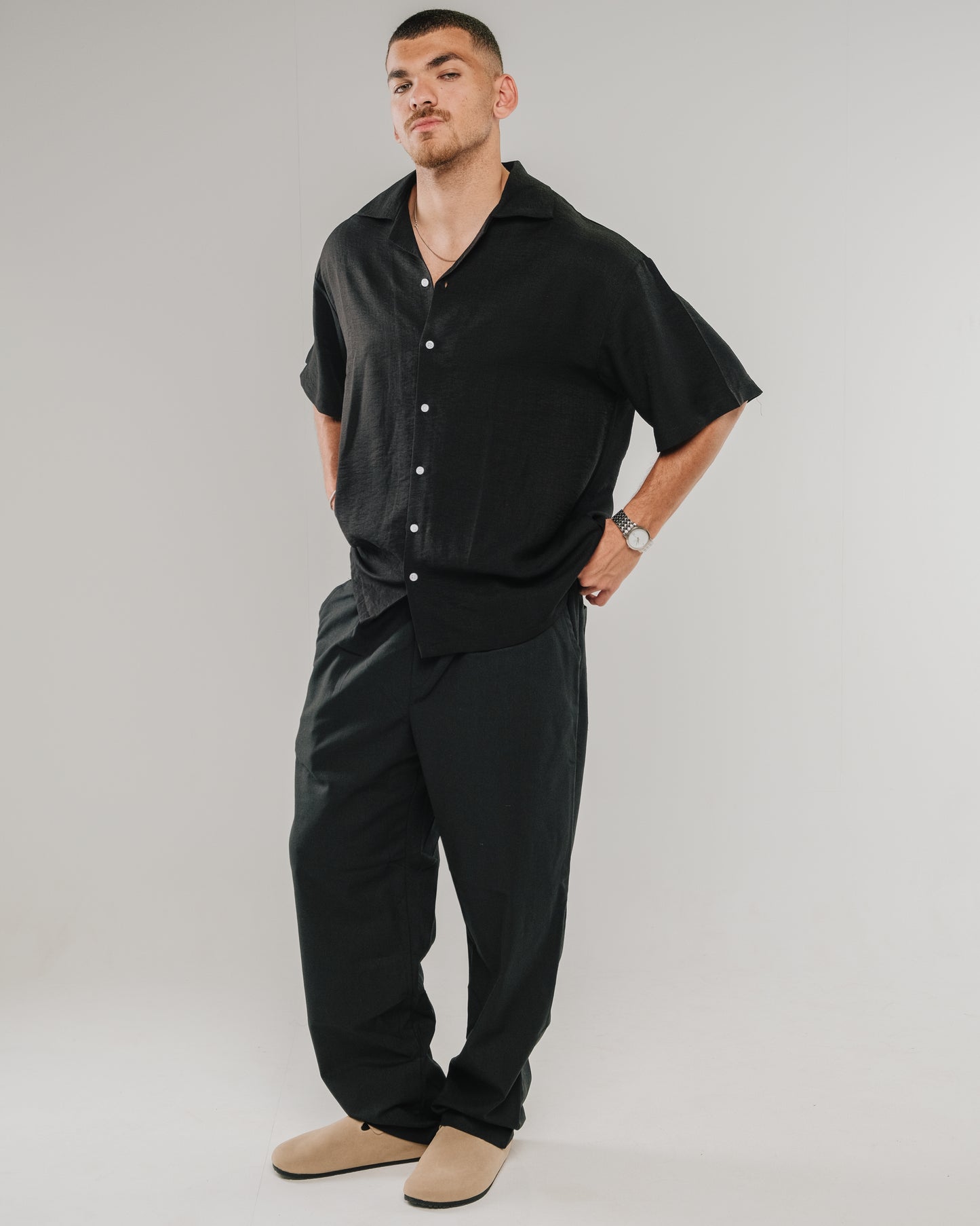 Black linen shirt