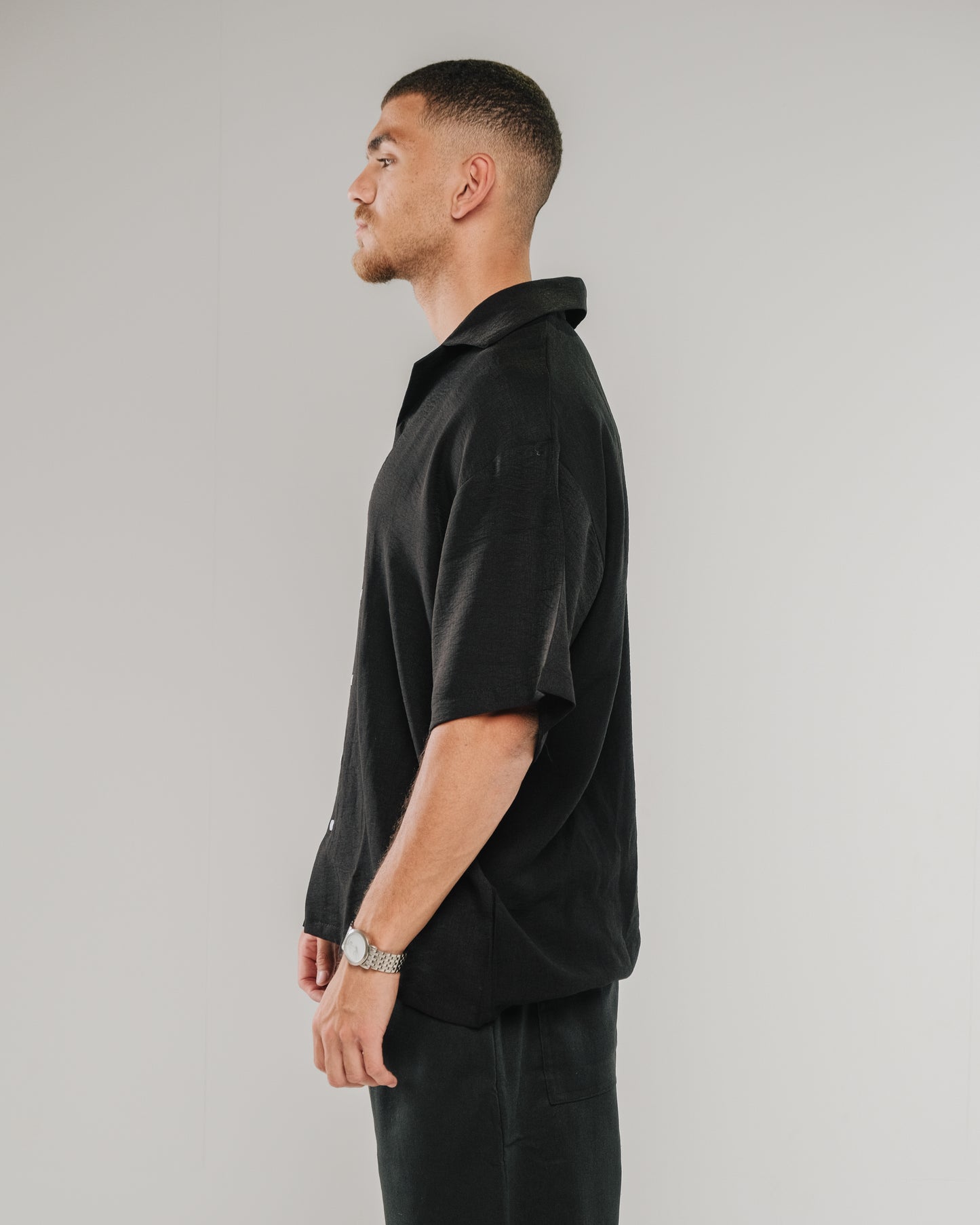 Black linen shirt