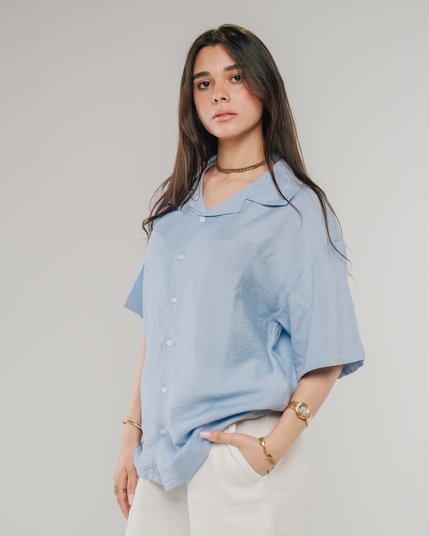 Sky blue linen shirt