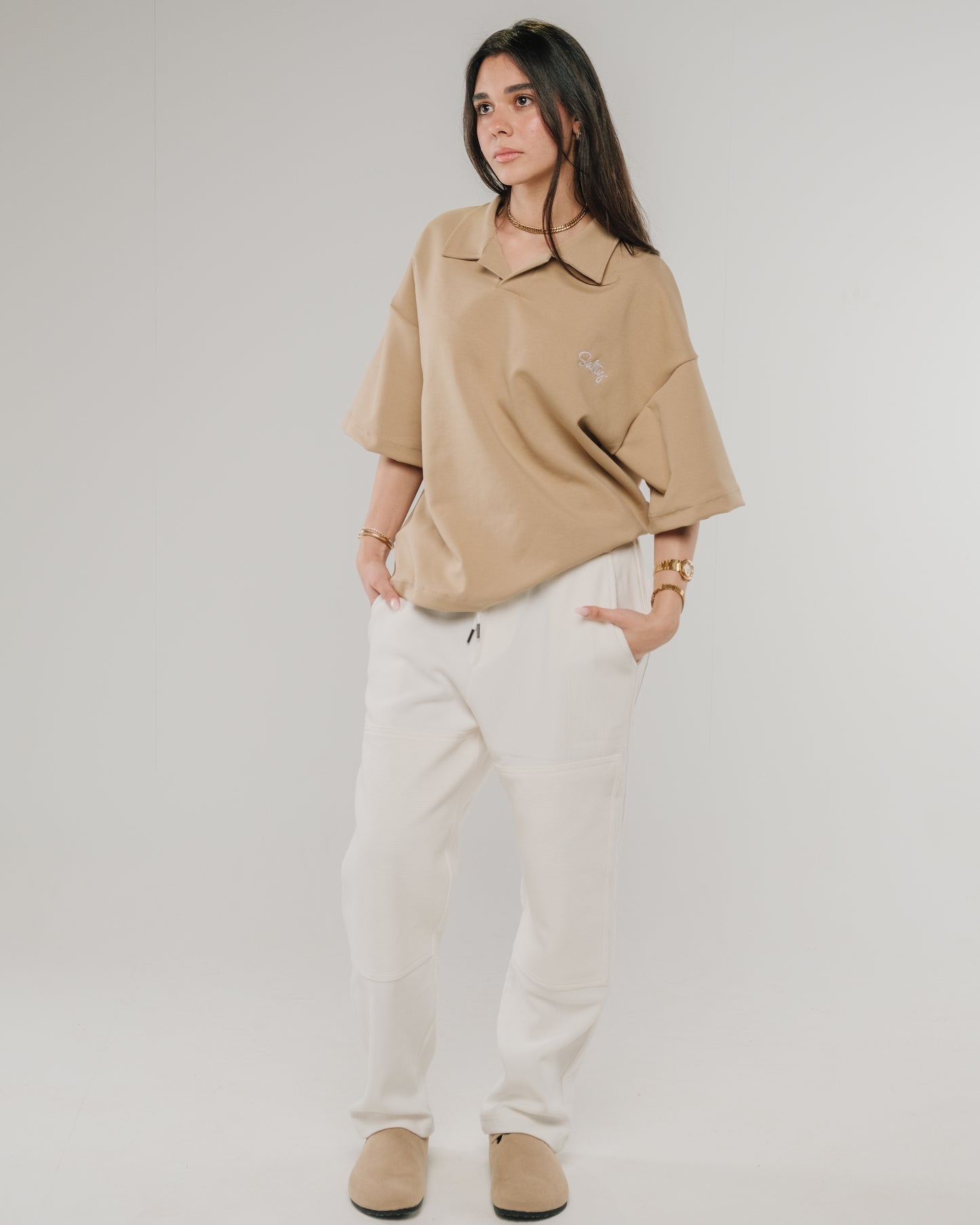 Beige Oversized Polo